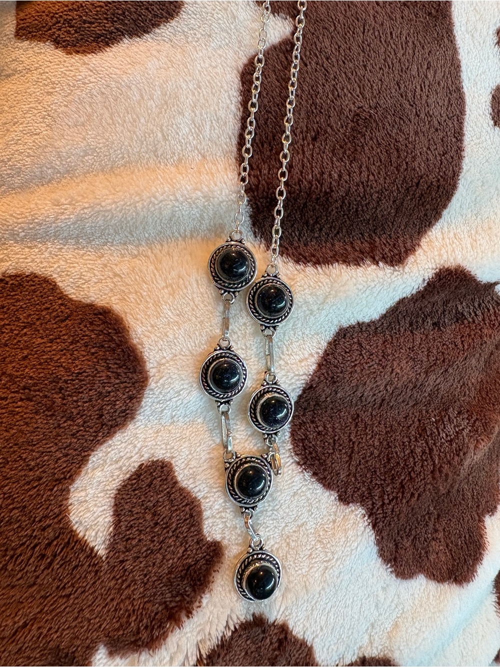 Blue sandstone Silver plated necklace.